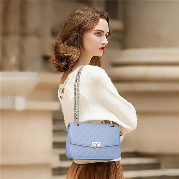 Quilted Crossbody Bags For Women, Blue - Picture 2 of 6
